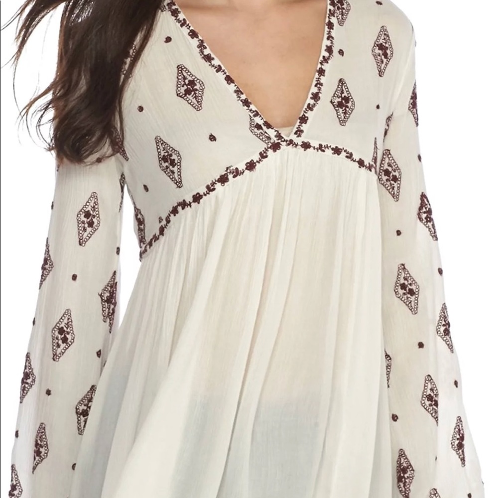 Free People Diamond Embroidered Bell Sleeve Tunic
